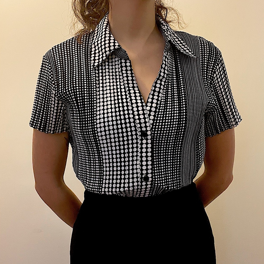 Black and White Short Sleeve Button Down from APT.9